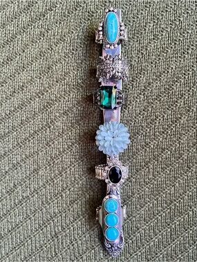Turquoise & Silver Stackable Floral Ring Set - Women Jewelry